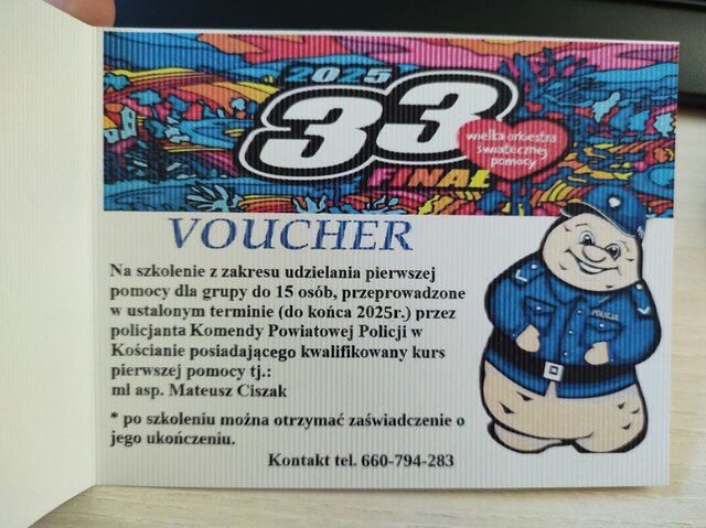 Voucher na szkolenie z zakresu pierwszej pomocy przedmedycznej - Komenda Powiatowa Policji w Kościanie