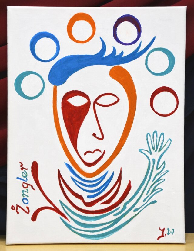 Obraz ,,Żongler'' - technika akrylowa - autor: Wojciech Jeleniewski