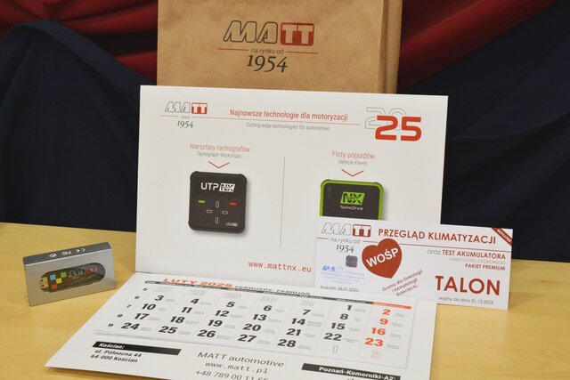 Cztery zestawy od firmy MATT (kalendarz, pendrive, przegląd klimatyzacji lub techniczny)